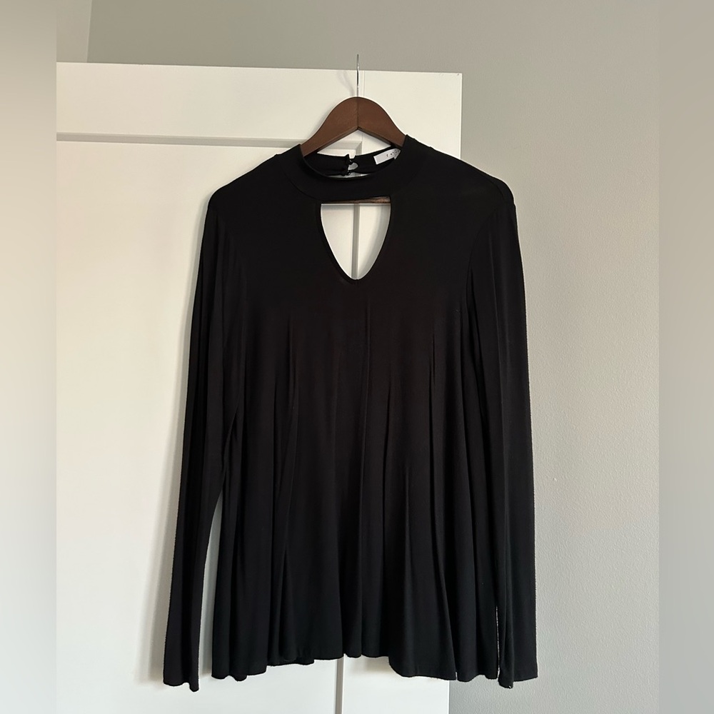 Fever Black Keyhole Long Sleeve Top